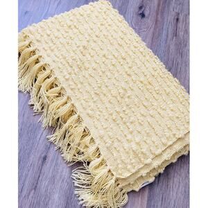 Baby Blanket Yellow Boucle Style Fringe Soft Lap Throw 52"×62" Decorative Artisa